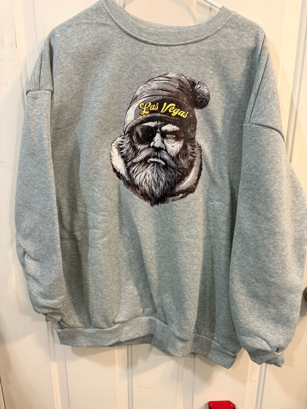 Gray Crewneck Sweatshirt with Yellow Las Vegas Graphic